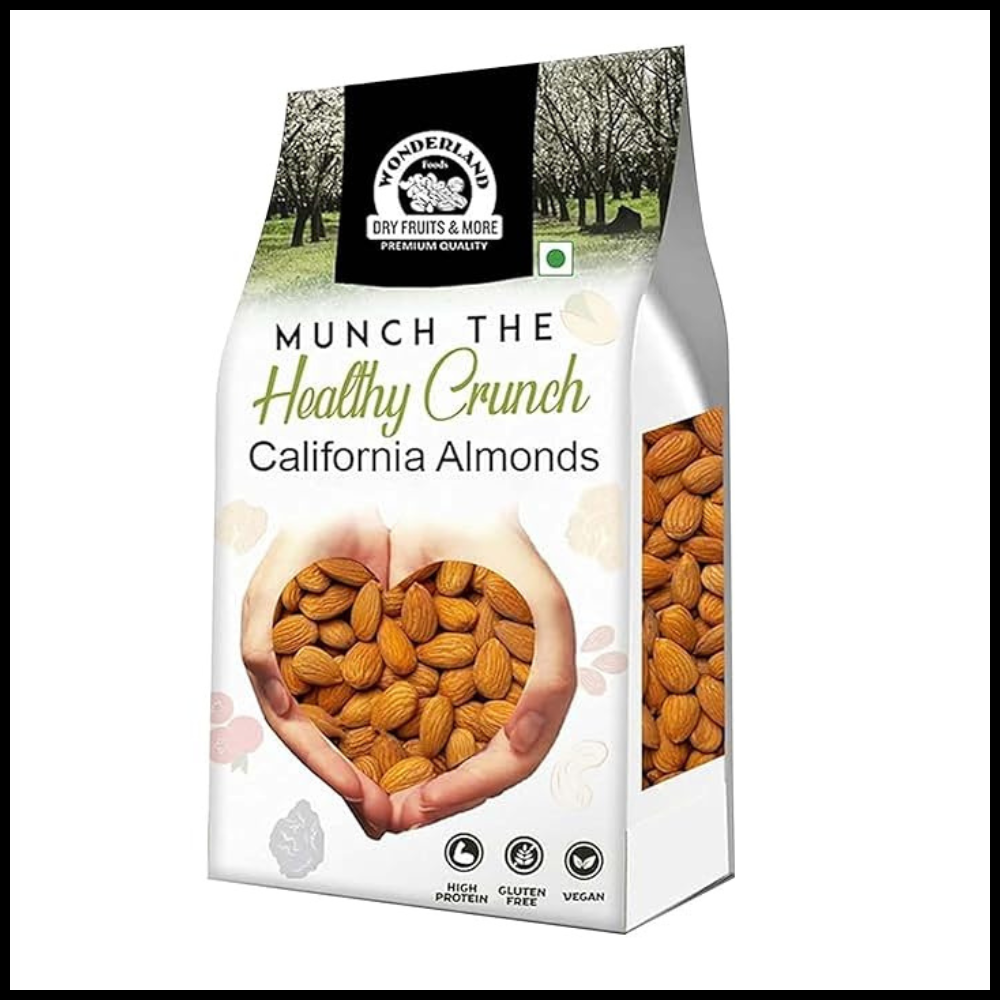 Wonderland Foods 1Kg Premium Raw California Almonds Pouch Pack